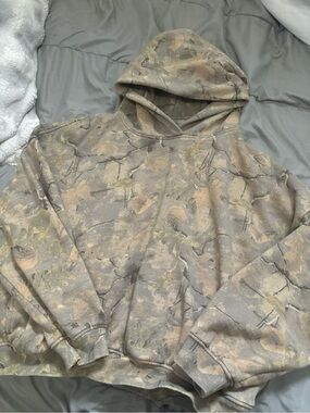 Garage Camouflage Hooded Pullover Sweatshirt - Beige, Gray, Olive